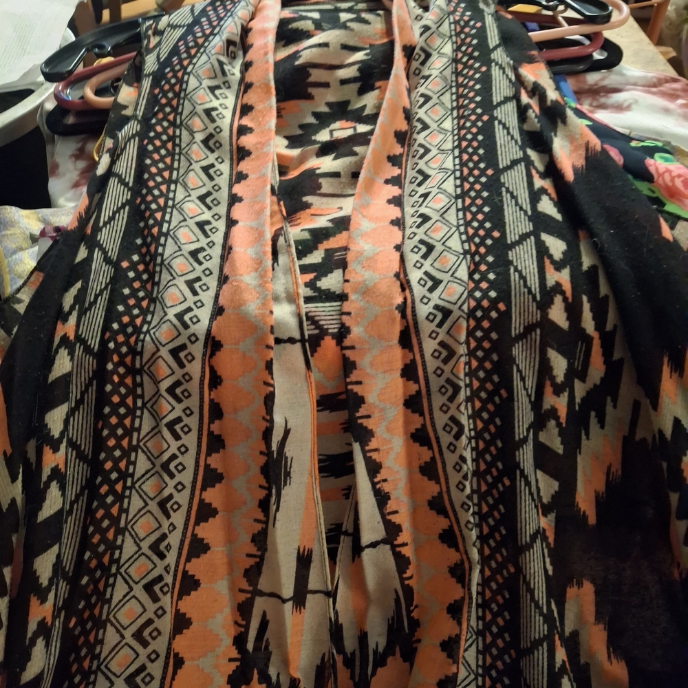 Tribal Patterned Vest in Black and Orange